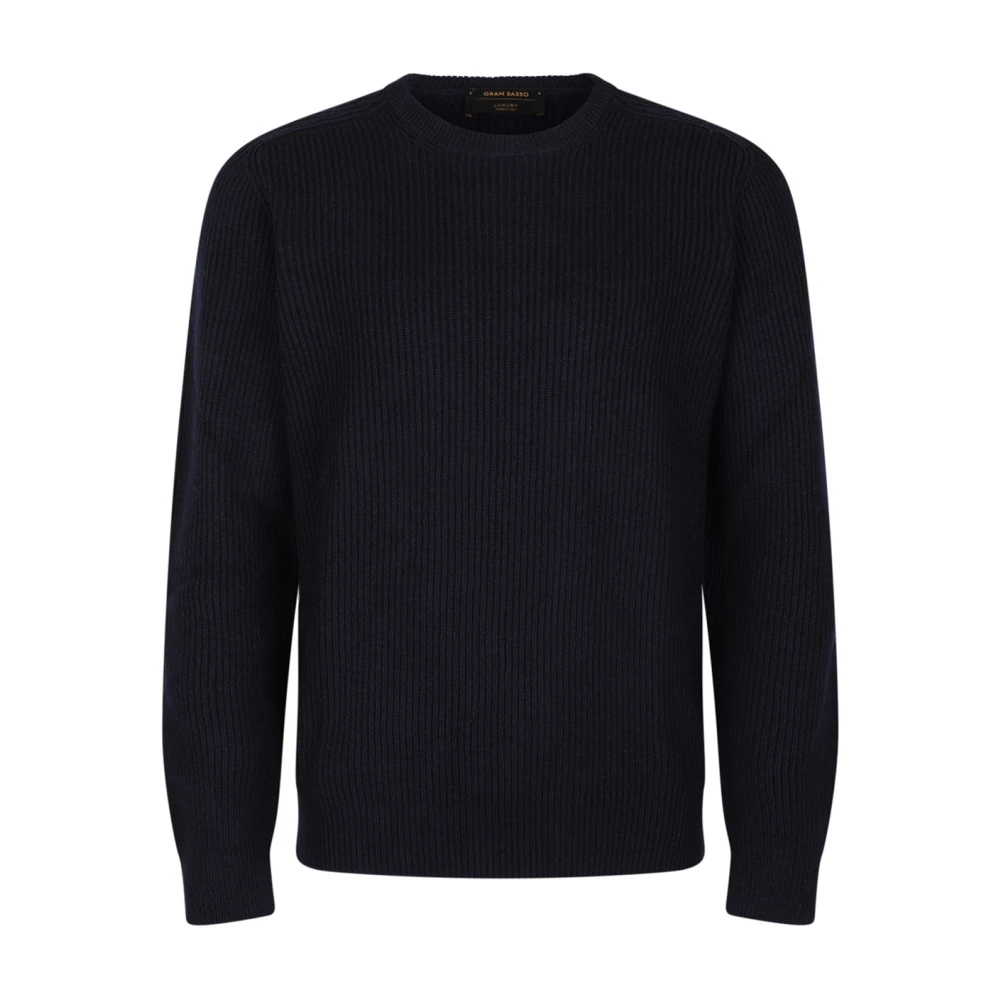 Gran Sasso Navy Blue Crew Neck Sweater Black Heren
