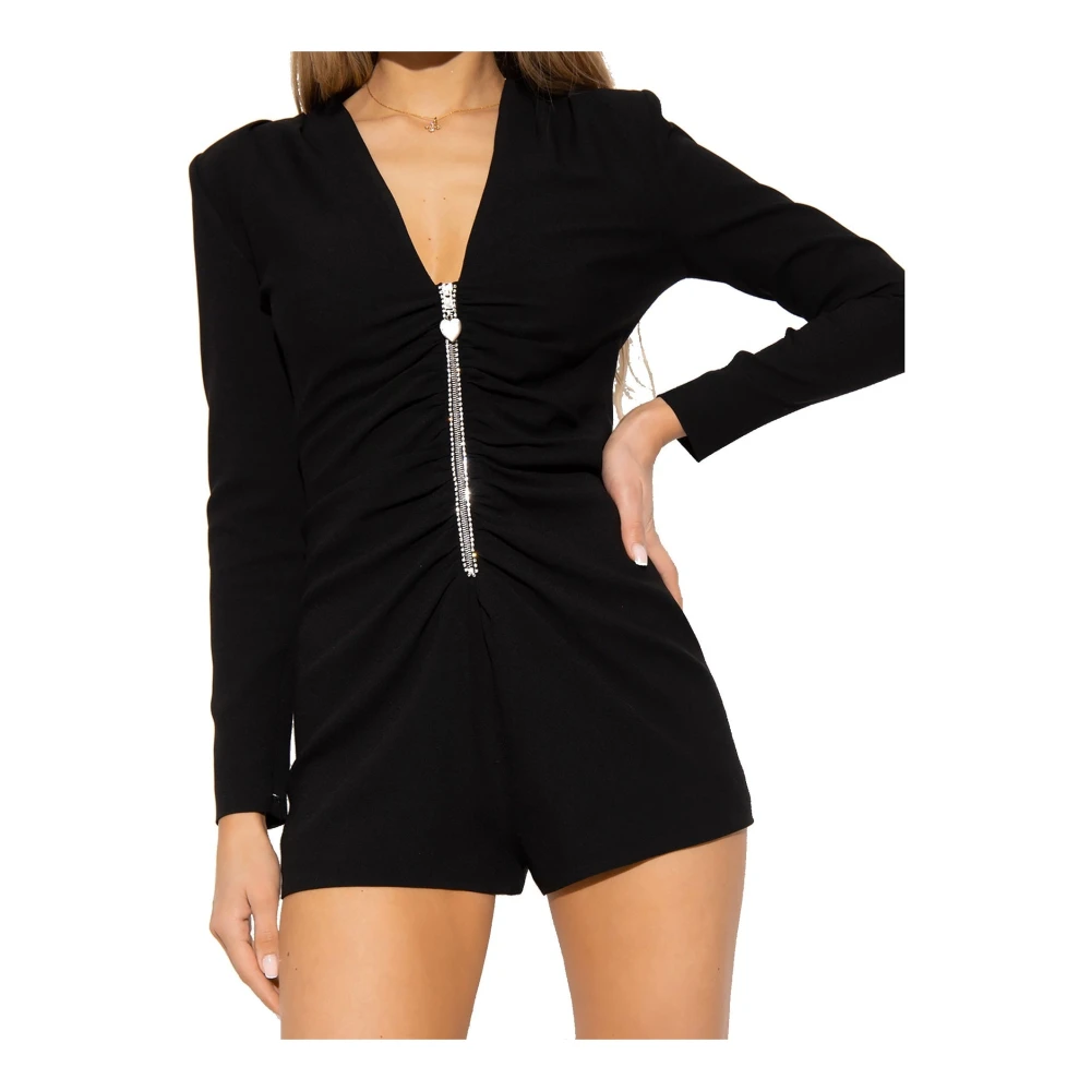Saint Laurent Jumpsuit met lange mouwen en hartapplicatie Black Dames