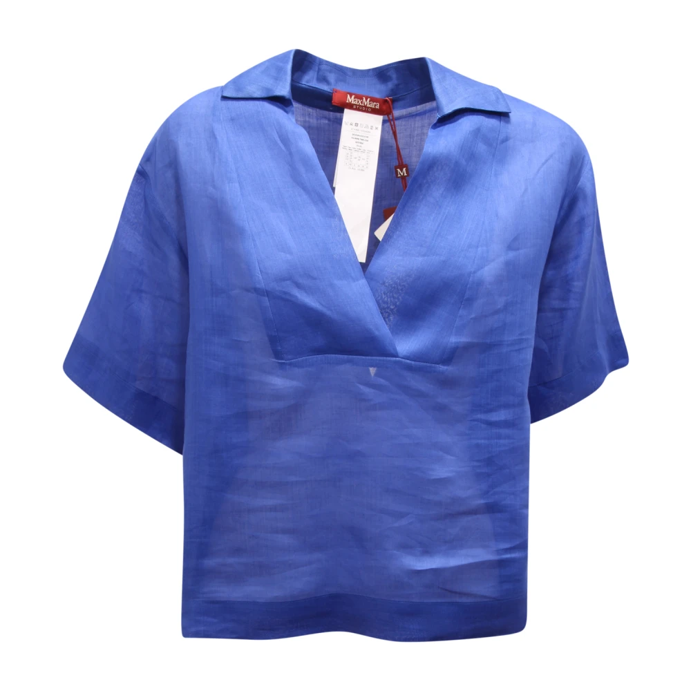 Max Mara Blue Studio Shirt - Female - Blouses - Xs - Blouses & Shirts