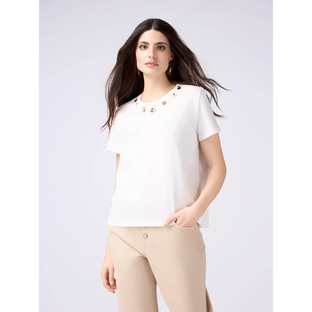 Oltre T-shirt met charms White Dames