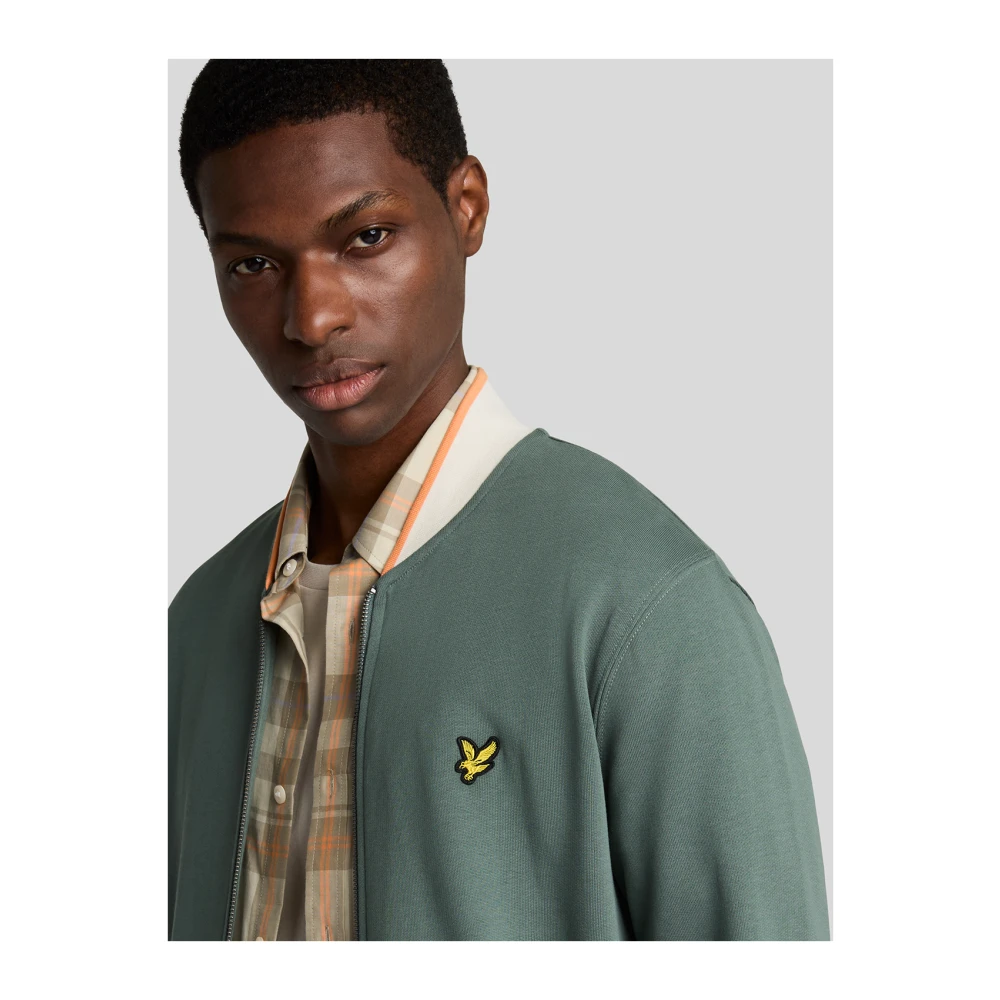 Lyle & Scott Mid Layers Half Tipped Jersey Bomber Green Heren