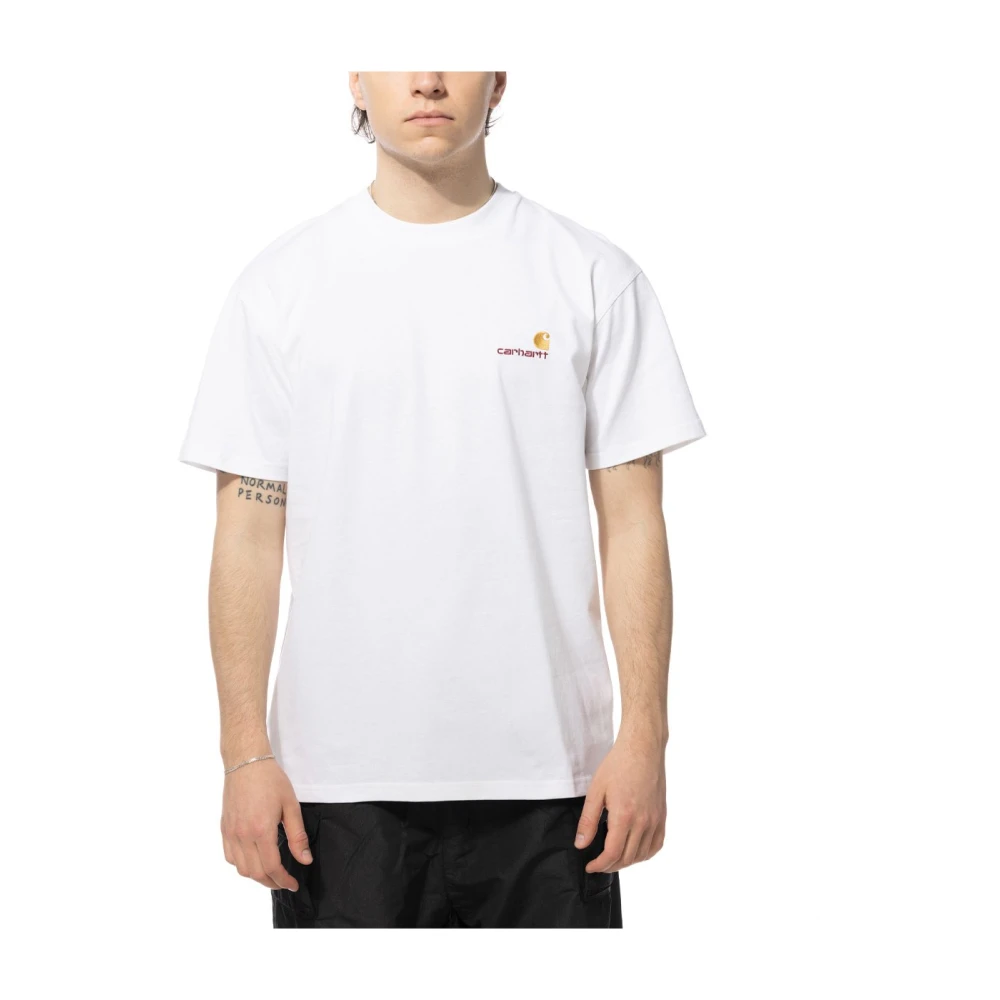 Carhartt WIP Amerikaans Script Wit Organisch Katoenen T-Shirt White Heren