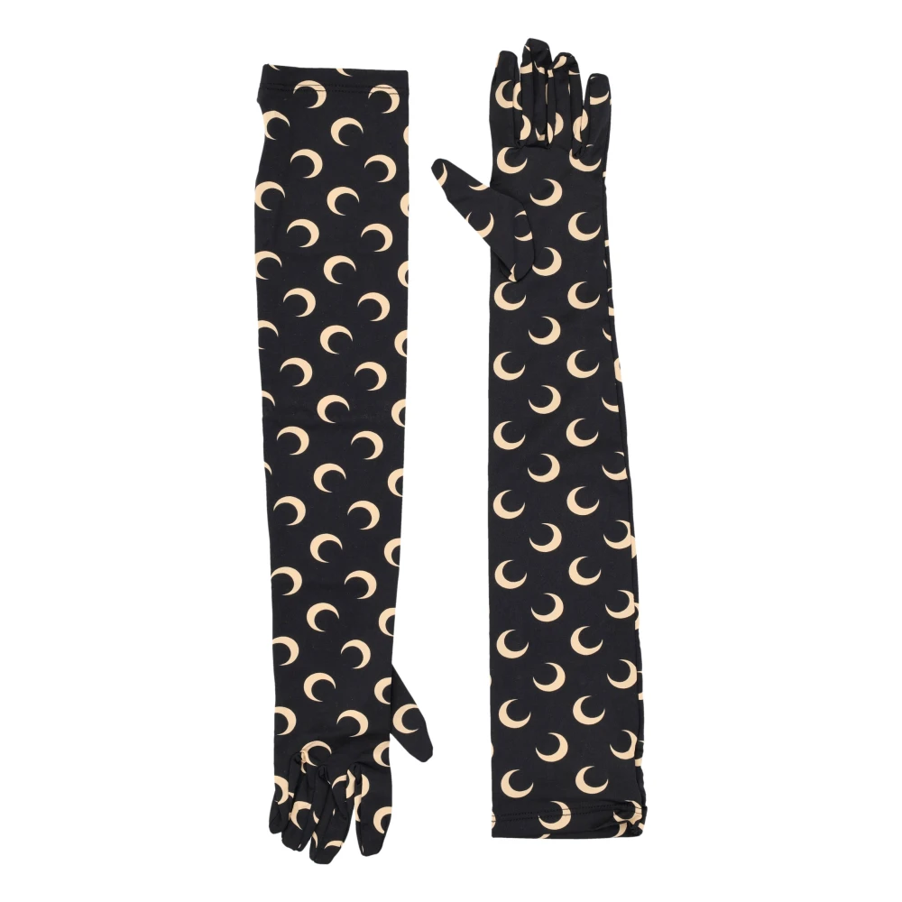 Marine Serre Maan Cirkel Print Lange Handschoenen Zwart Black Dames