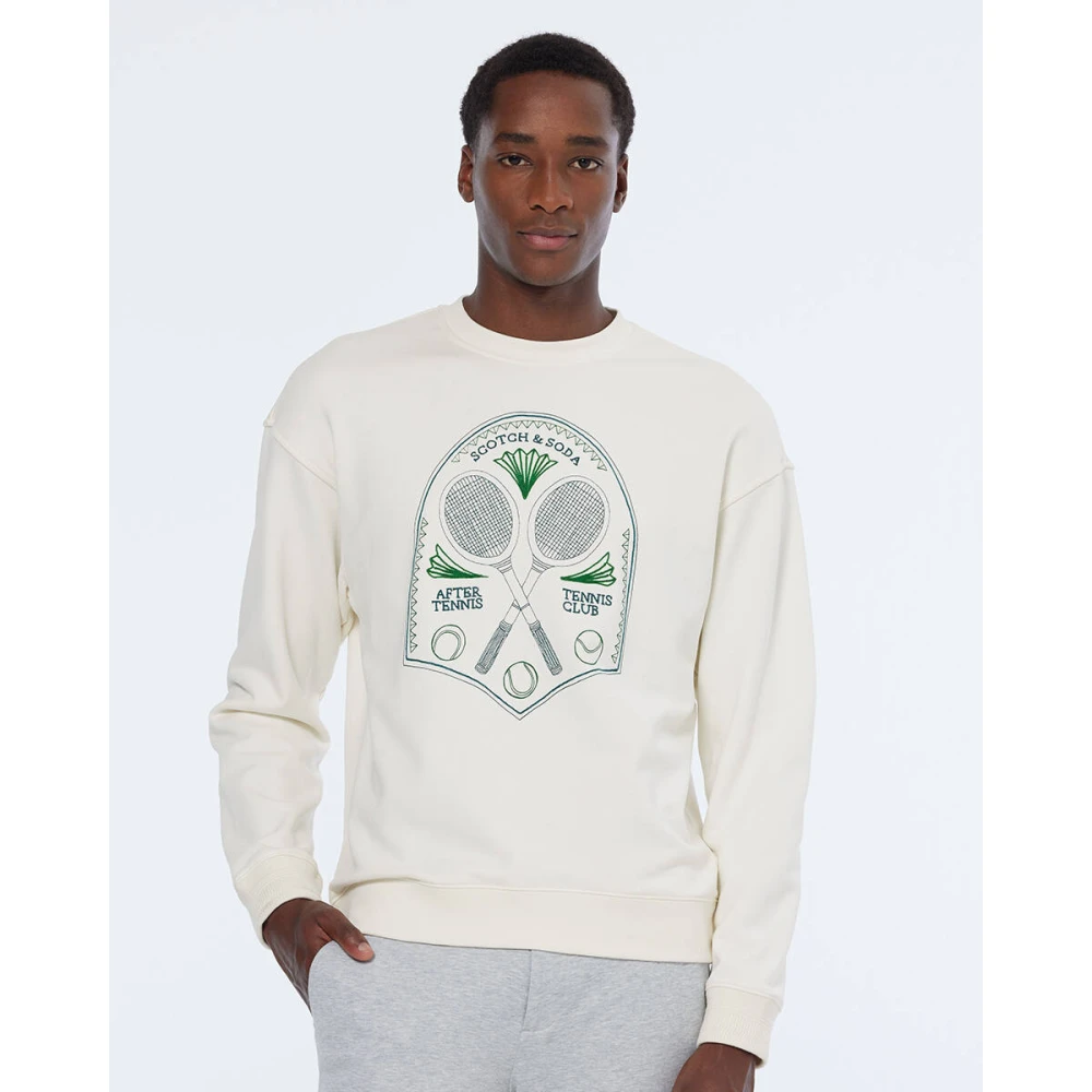 Scotch & Soda Geborduurd borst artwork sweatshirt White Heren