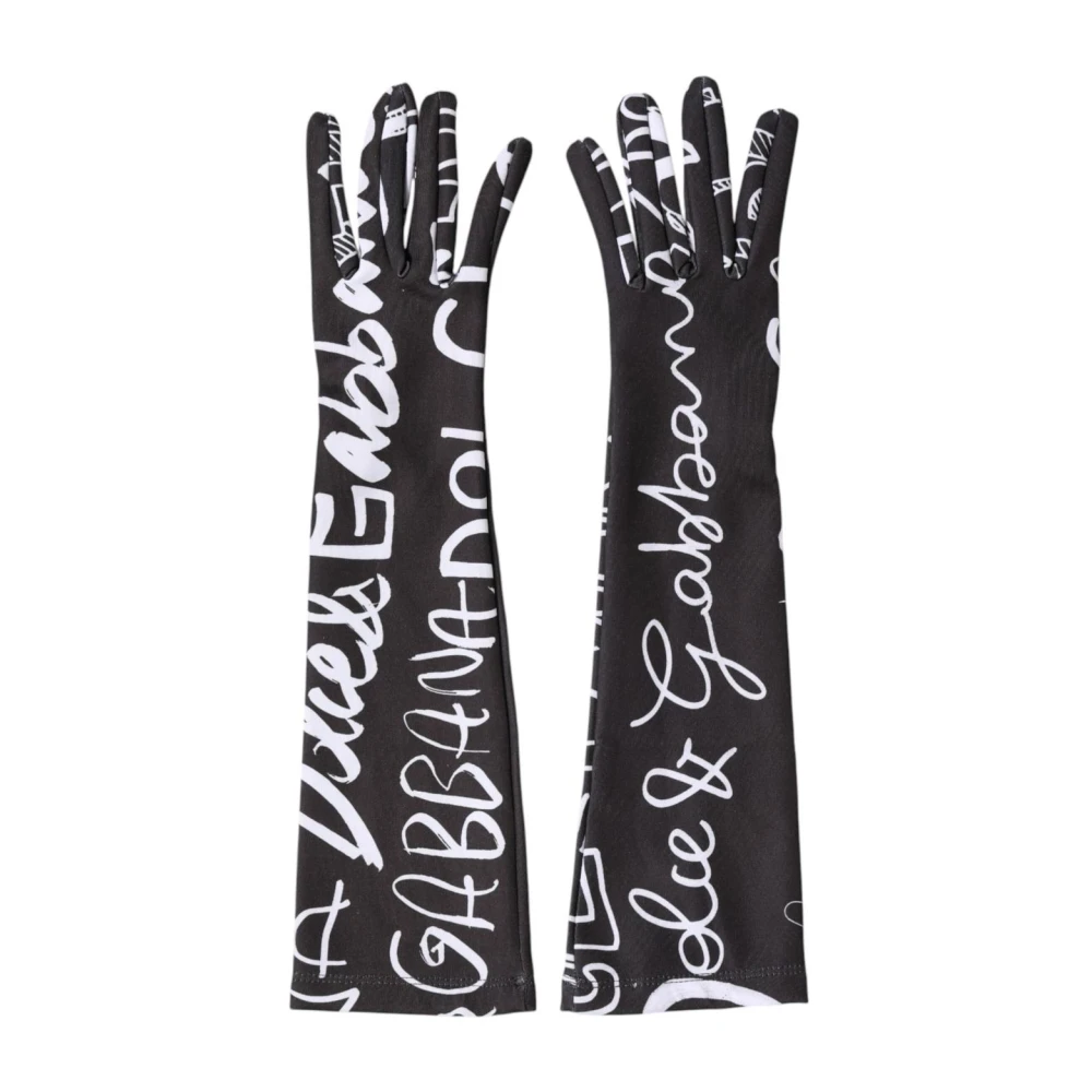 Dolce & Gabbana Women's Black Elbow Length Dg Logo Mitten Gloves