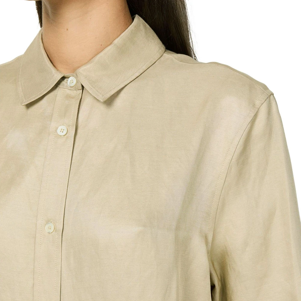 Anine Bing Oversized Linnen Shirt met Korte Mouwen Beige Dames