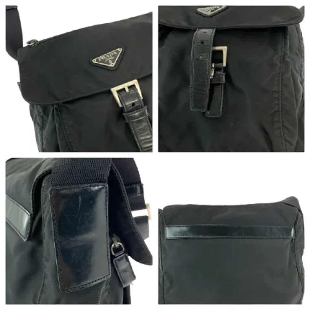Prada Vintage Pre-owned Canvas shoulder-bags Black Heren