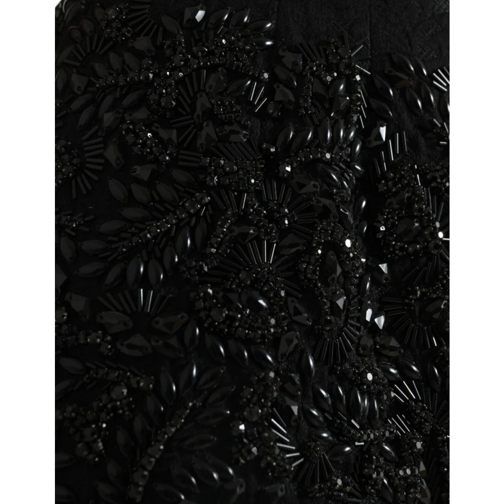 Dolce & Gabbana Zwarte Kristal Handgemaakte Knie Potlood Rok Black Dames