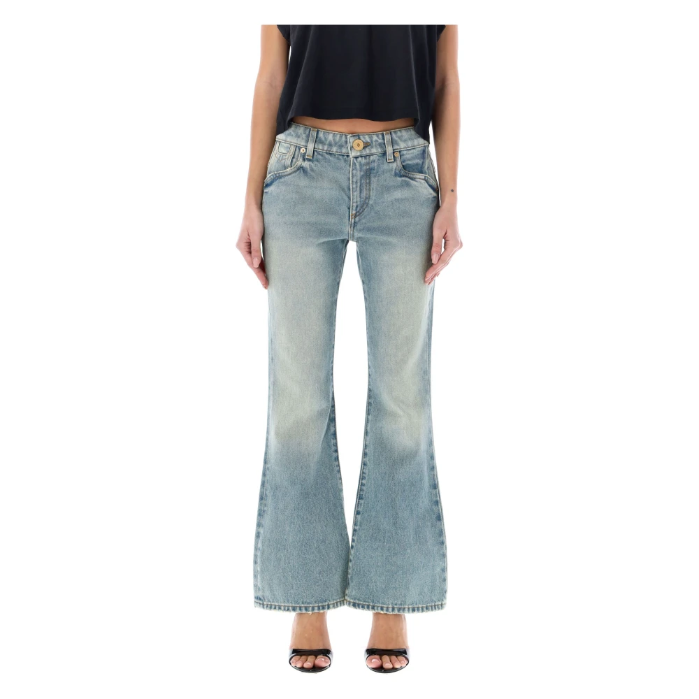 Balmain Lichtblauwe Western Bootcut Denim Jeans Blue Dames