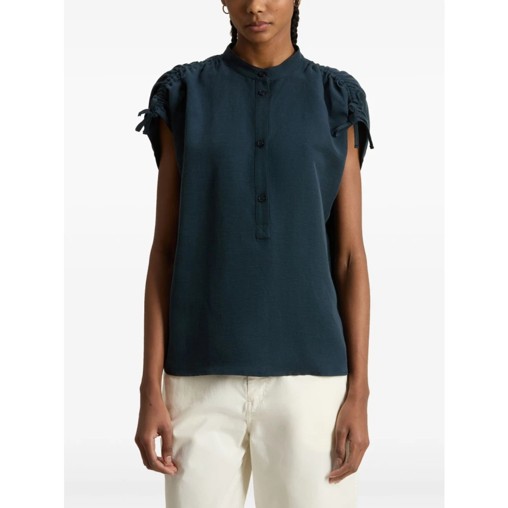 Woolrich Blauwe Linnen Shirt Stijlvolle Vrouwen Blue Dames