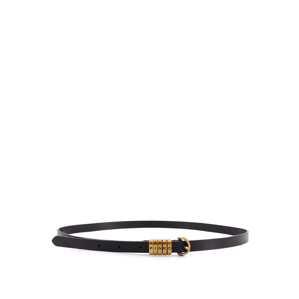 Pinko Women's Black Logo-Buckle Leather Belt - Belts - S - Accessories