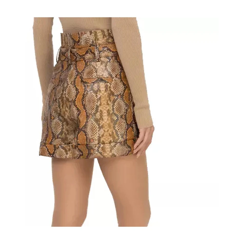 Twinset Python Print Eco-Leren Shorts Orange Dames