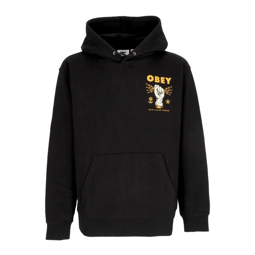 Obey Men's Black Lightweight Hooded Sweatshirt Power Hoodie - Hoodies - Xs - Sweatshirts & Hoodies