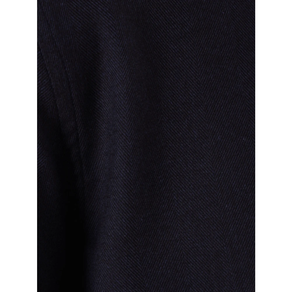 BRUNELLO CUCINELLI Navy Blue Katoenmix Knoopshirt Blue Heren