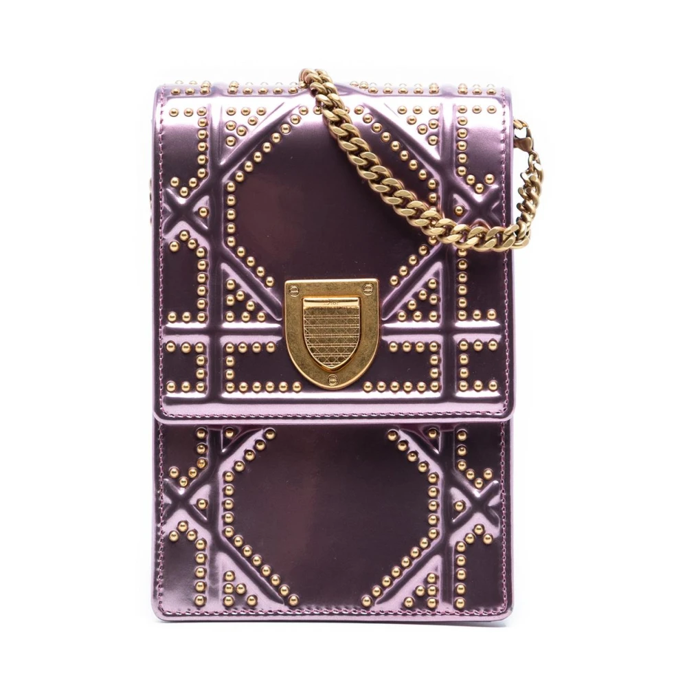 Dior Vintage Women's Pink Pre-Owned Studded Flap Bag