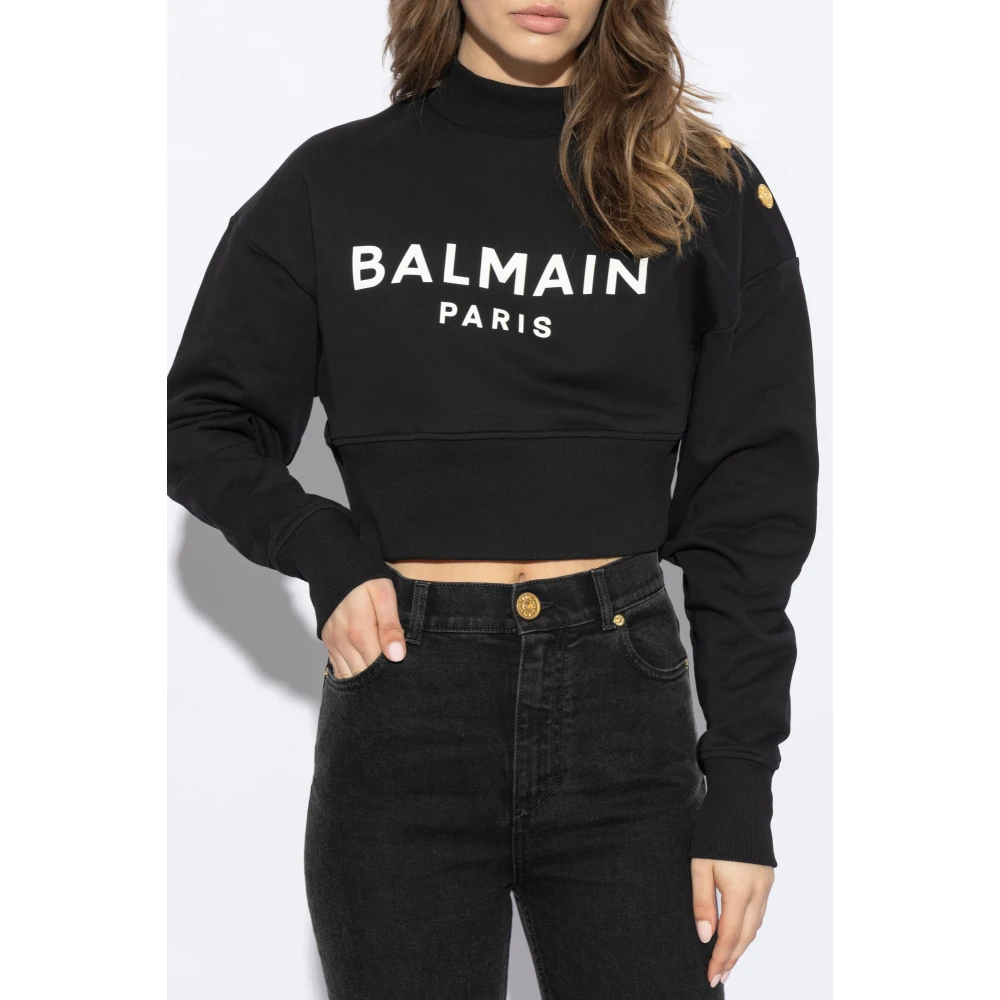 Balmain Sweatshirt met logo Black Dames