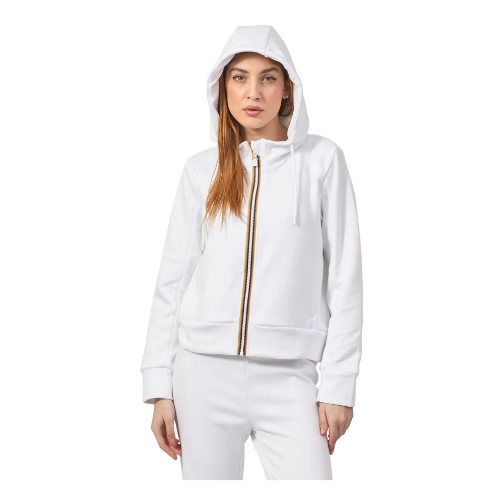 K-way Witte Cropped Sweater met Half Zip White Dames