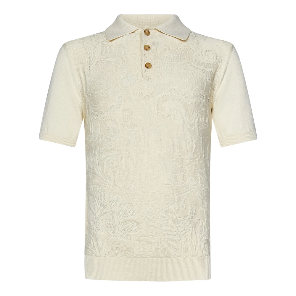 ETRO Paisley Patroon Katoenen Poloshirt White Heren
