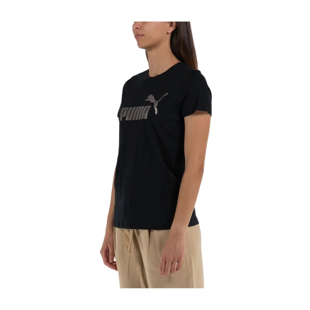 Puma Korte Mouw Metallic Logo T-shirt Black Dames