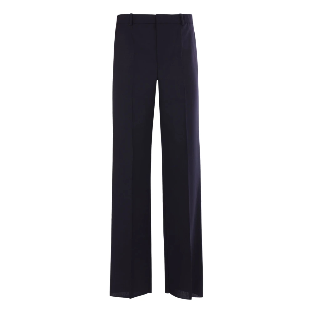 Saint Laurent Men's Blue Wide Trousers, L, Chiné Wool Trousers