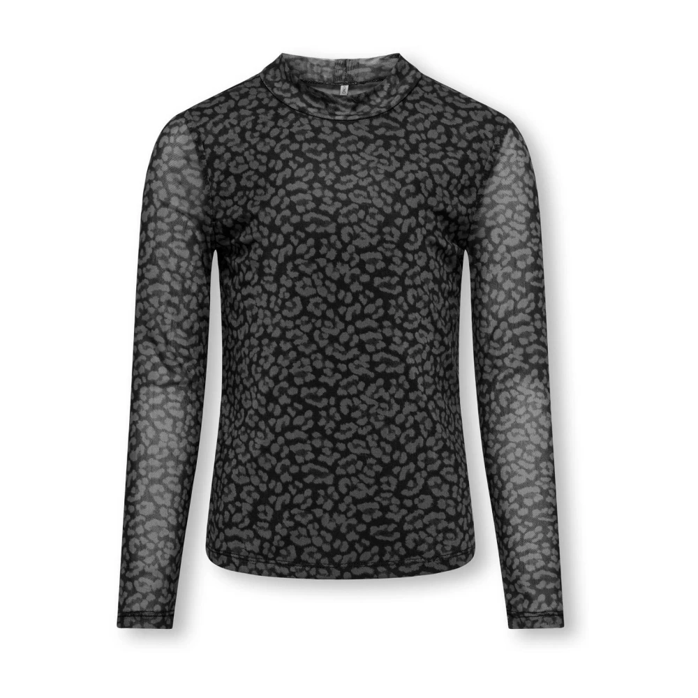Only Hoge Hals Leo Print Top Black Dames