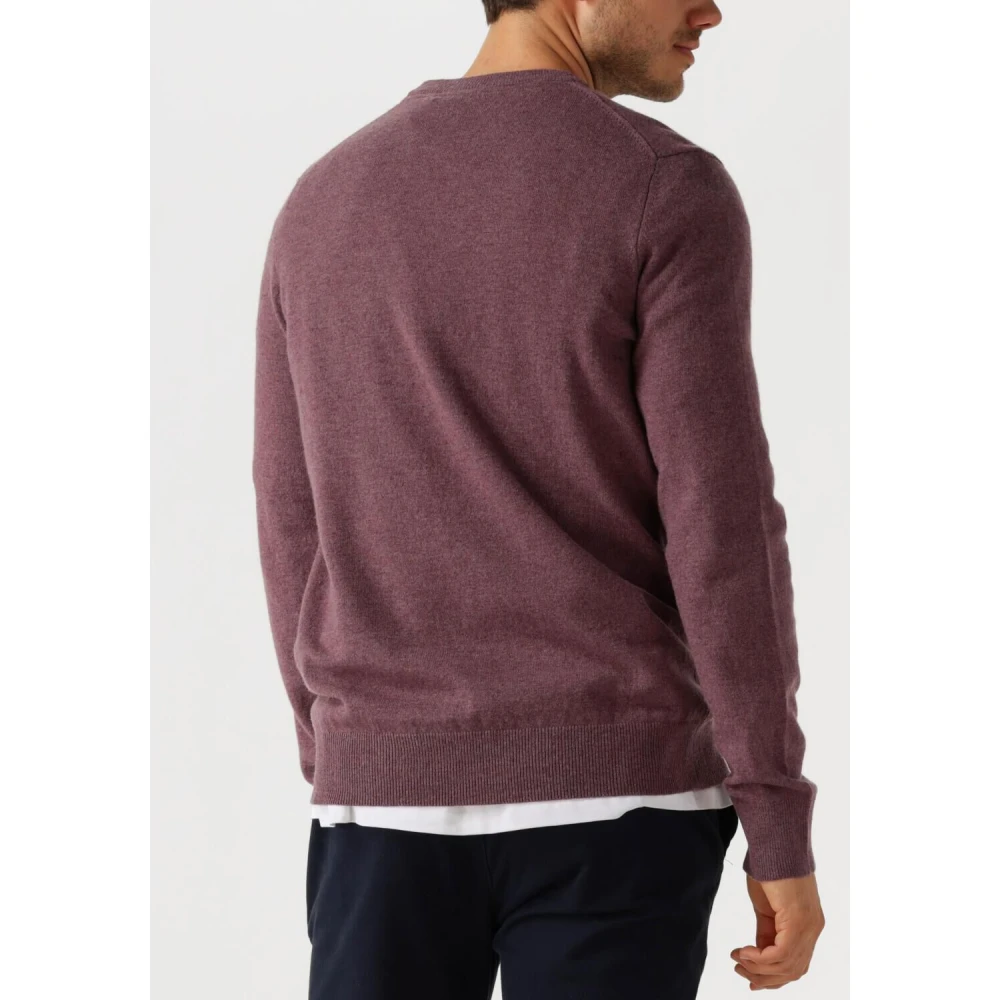 Lyle & Scott Paarse Lamswol Crew Neck Trui Purple Heren