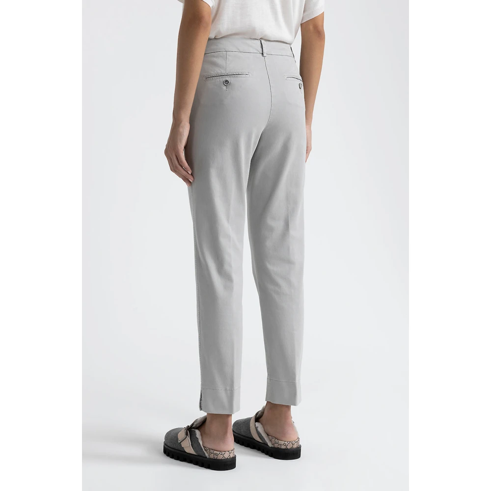 PESERICO Iconische 4718 katoen zijde gabardine en tencel broek Gray Dames