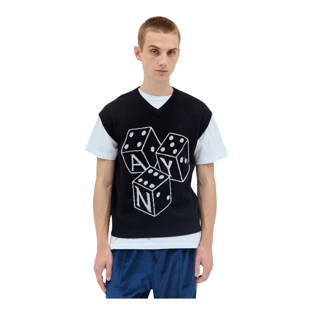 Awake Ny Men's Black Intarsia Knit Vest