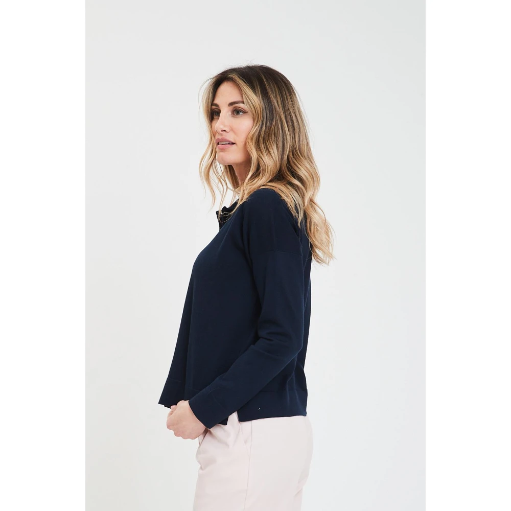 Gran Sasso Verfijnde Polo Shirt met Split Blue Dames