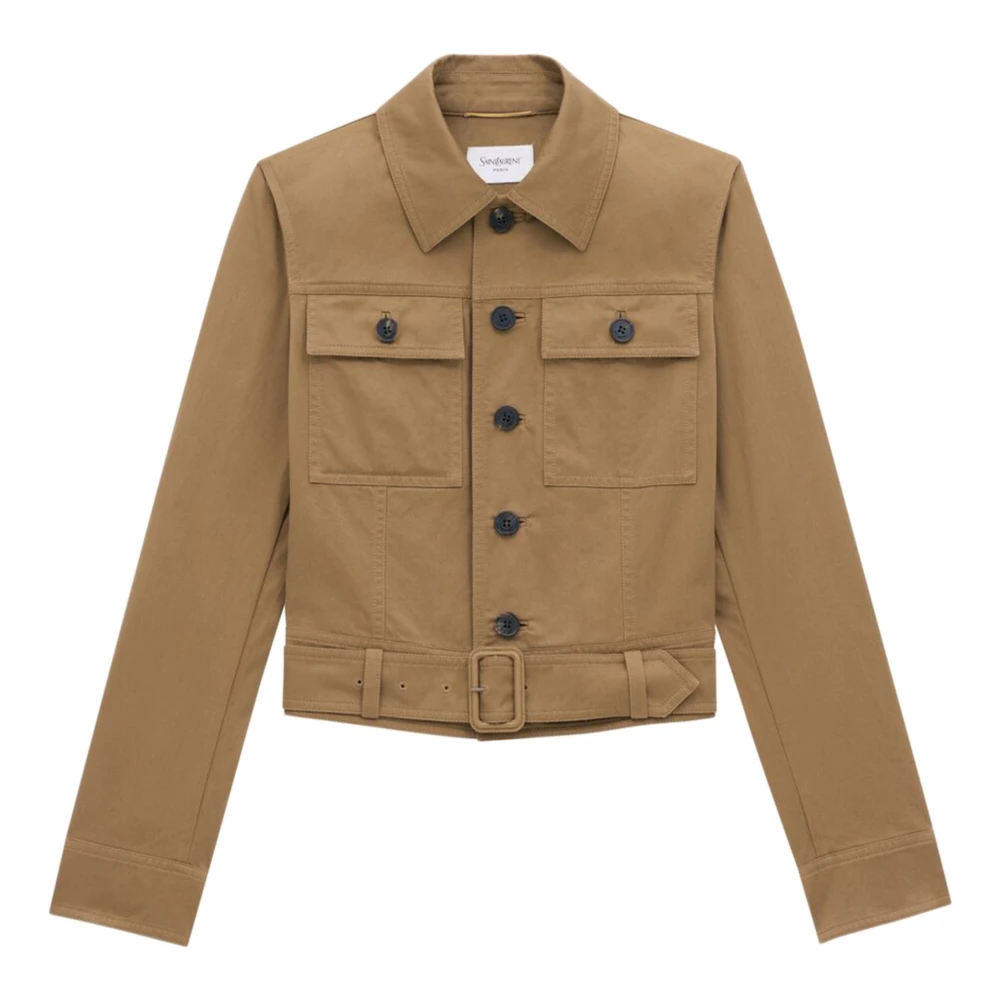 Saint Laurent Cropped Jas Beige Dames