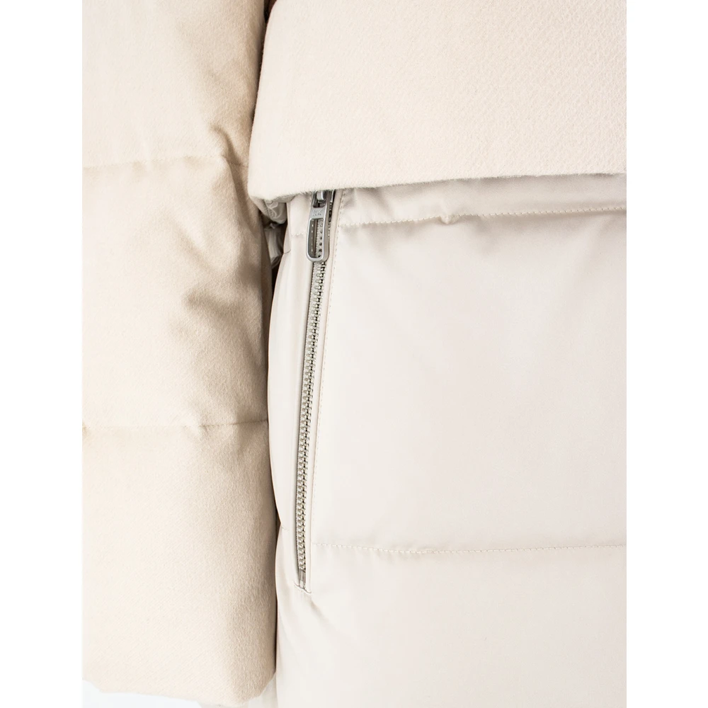 Duno Gewatteerde wollen parka met gewatteerde capuchon White Dames