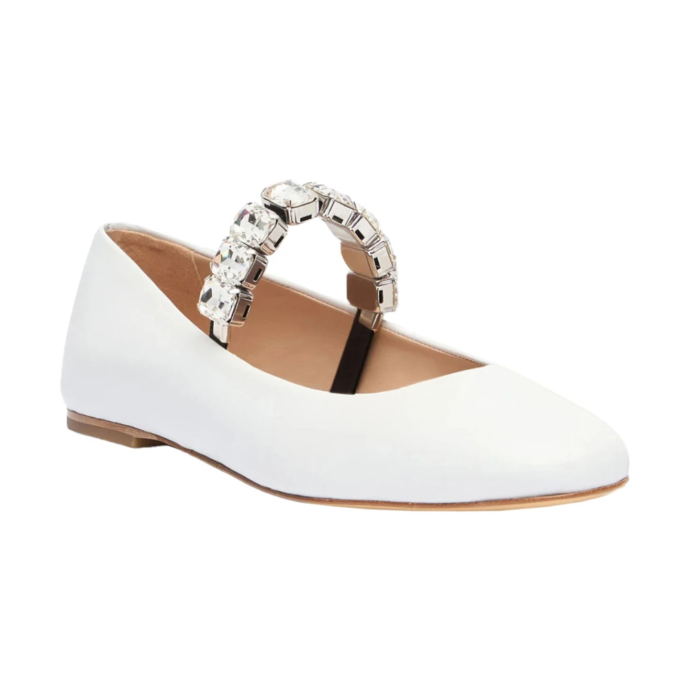 Casadei Witte Kristal Ballet Platte Lederen Vrouw White Dames