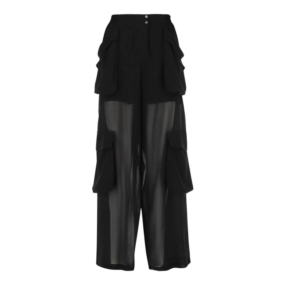 pinko Zwarte Cargo Broek Georgette Stof Black Dames