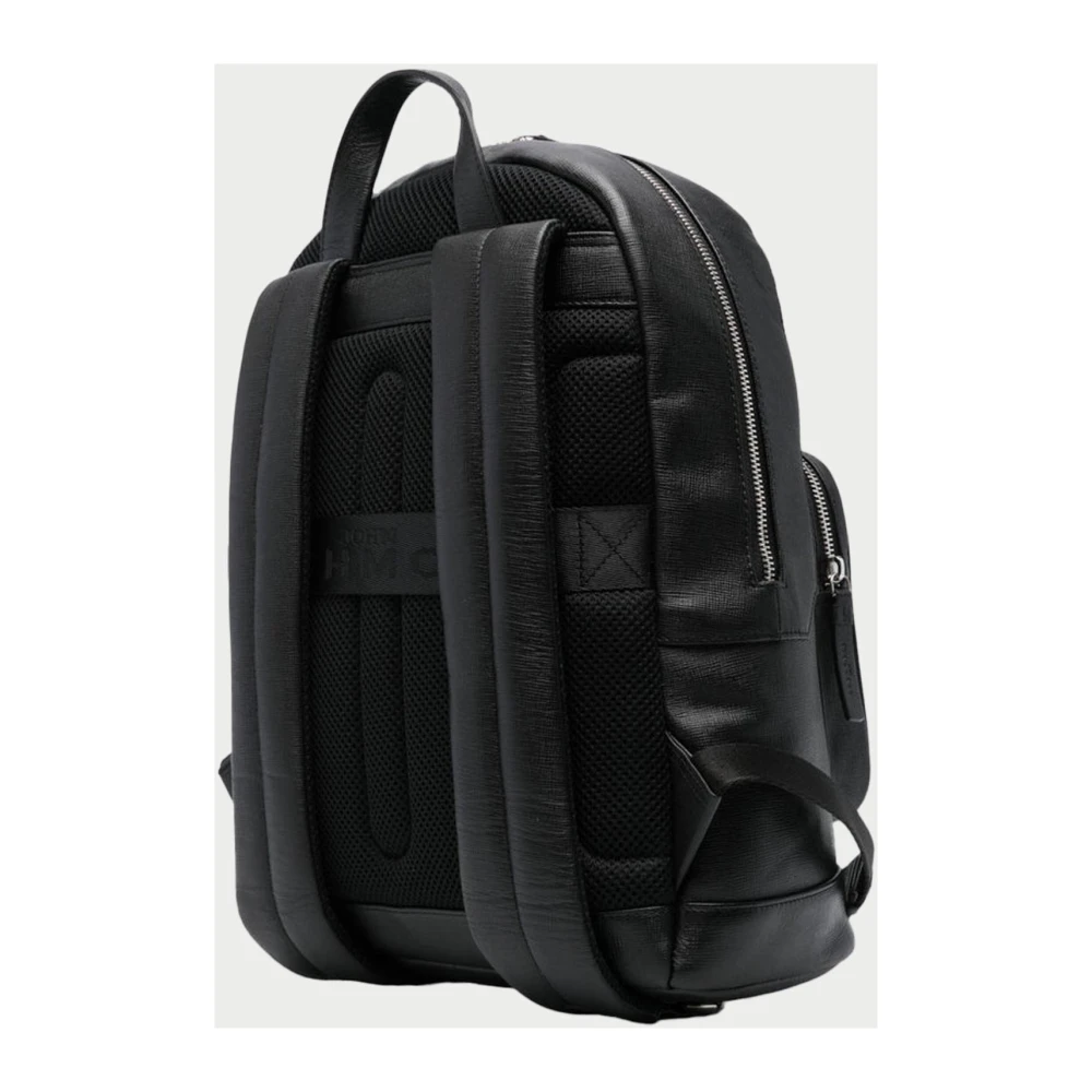 John Richmond Zwarte leren rugzak met logoprint Black Dames