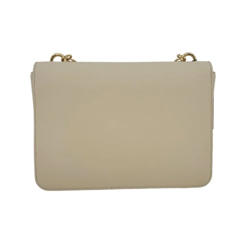 Love Moschino Elegante Ivoor Handtas met Hartenketting Beige Dames