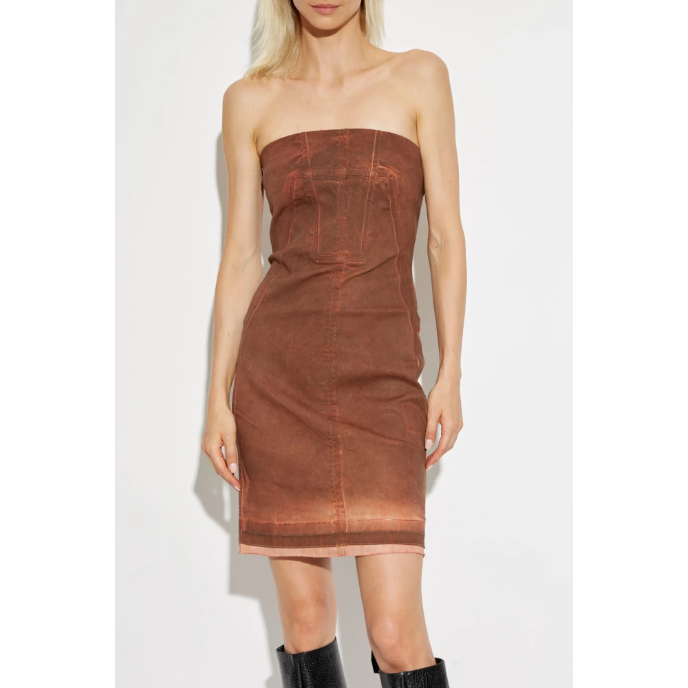 Rick Owens Korte Denim Jurk Brown Dames