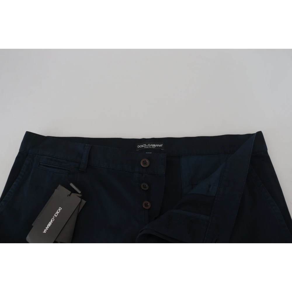Dolce & Gabbana Blauwe Katoenen Formele Broek Blue Heren