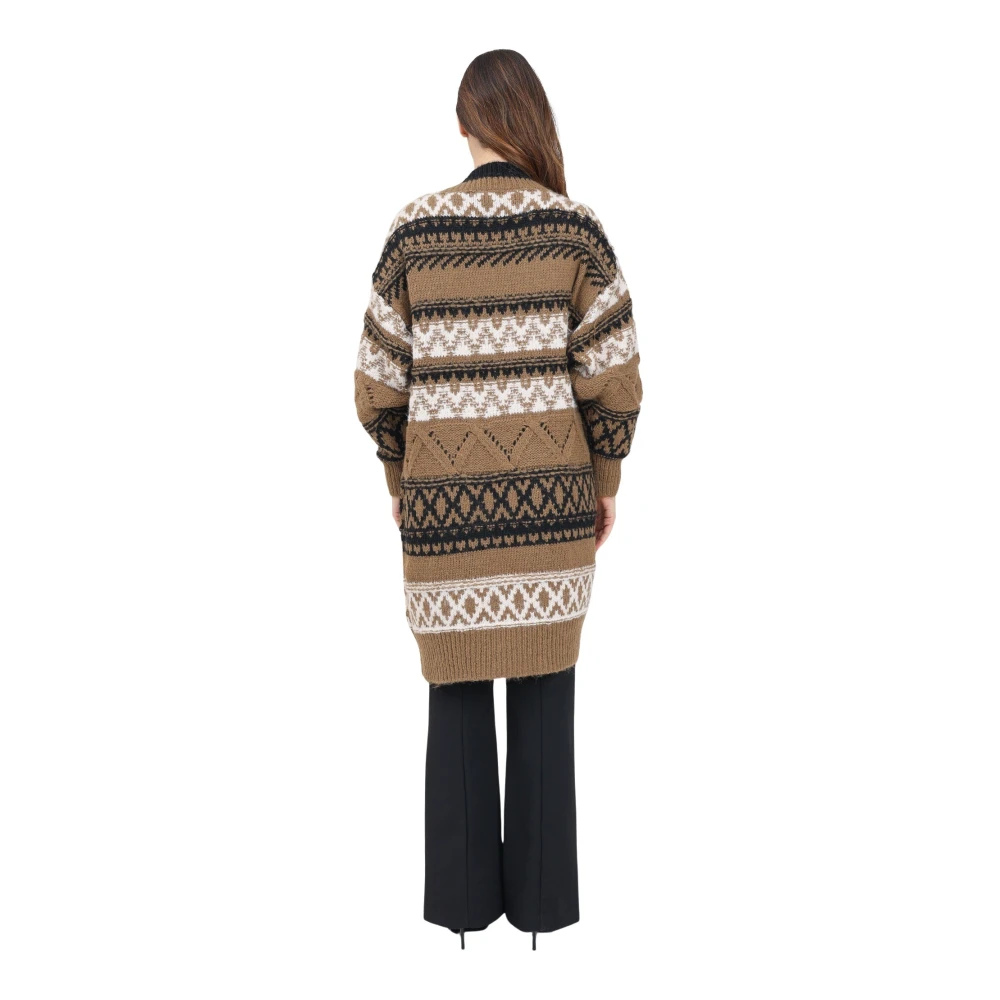 Only Geometrische Boho-Chic Cardigan Sweater Brown Dames
