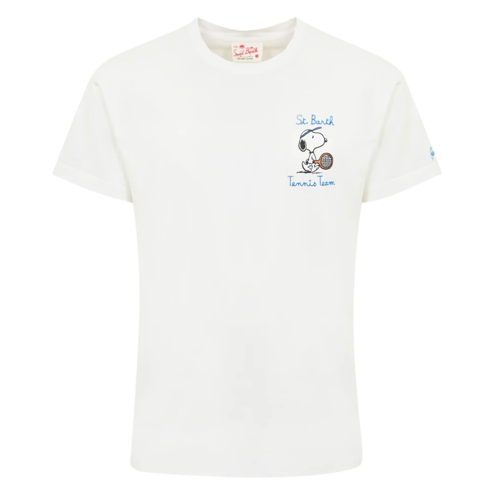 MC2 Saint Barth Snoopy Hart Geborduurd Katoenen T-shirt White Heren