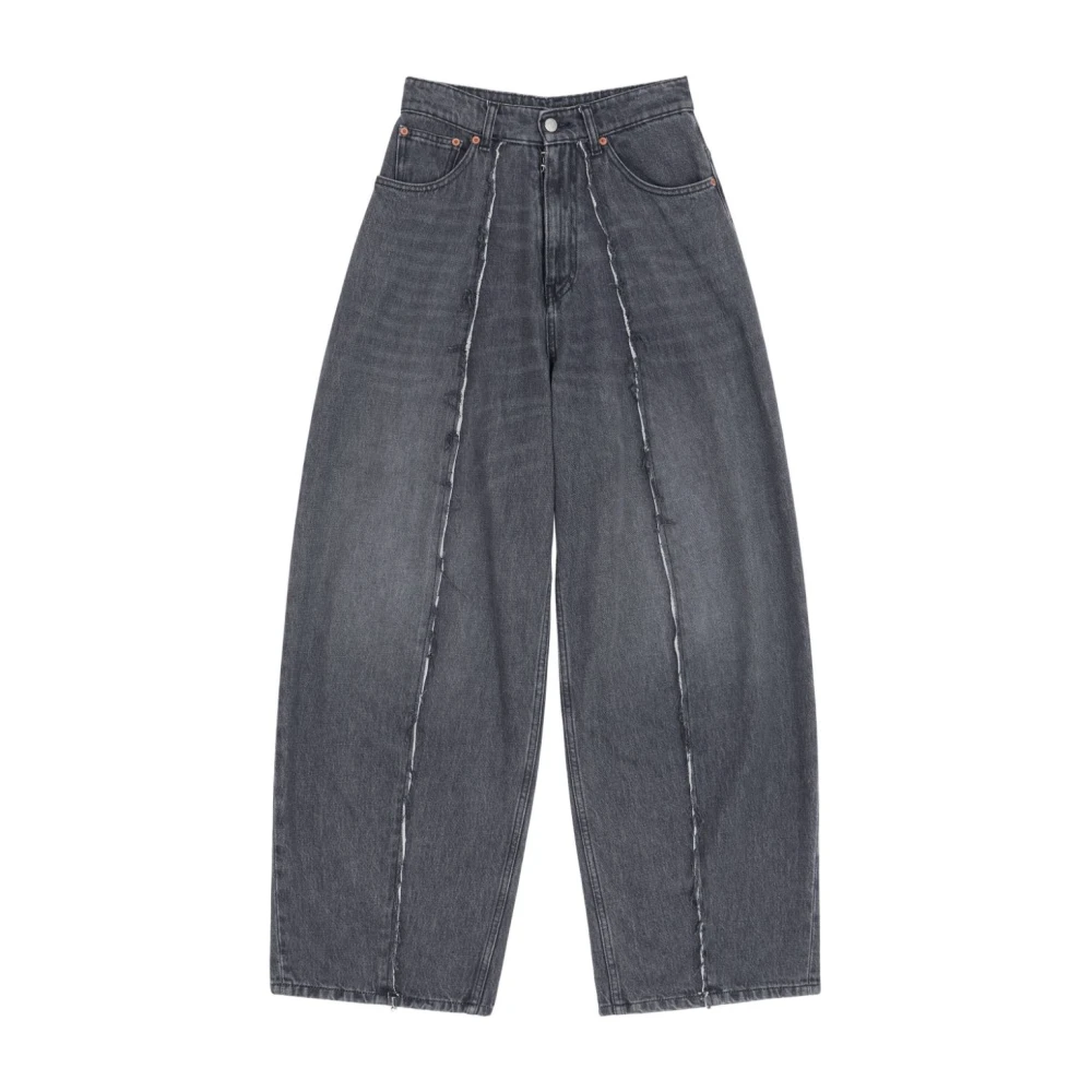 MM6 Maison Margiela Zwarte Wijde Pijp Denim Broek Gray Dames