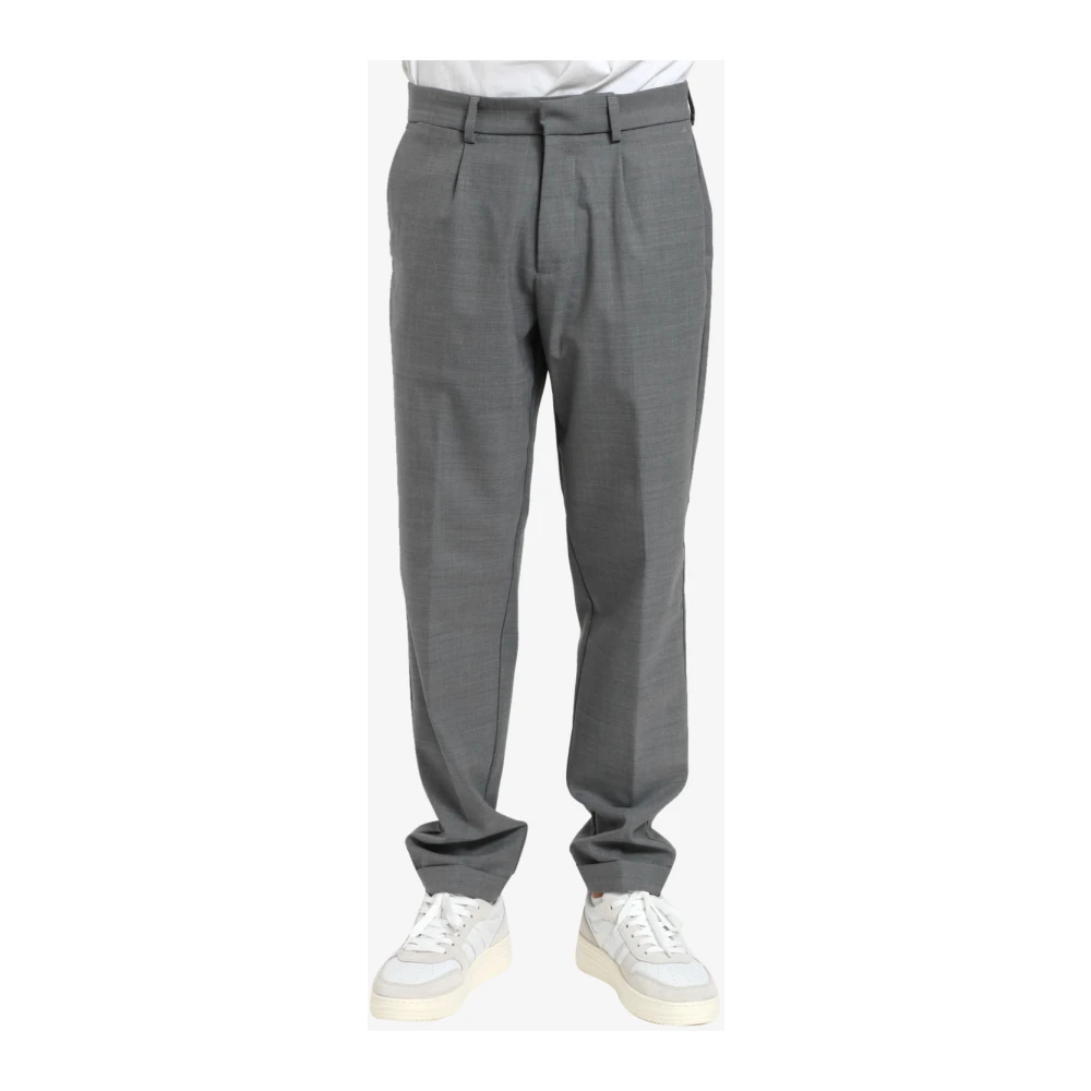Cruna Wollen Broek Tapered Fit Regular Taille Gray Heren