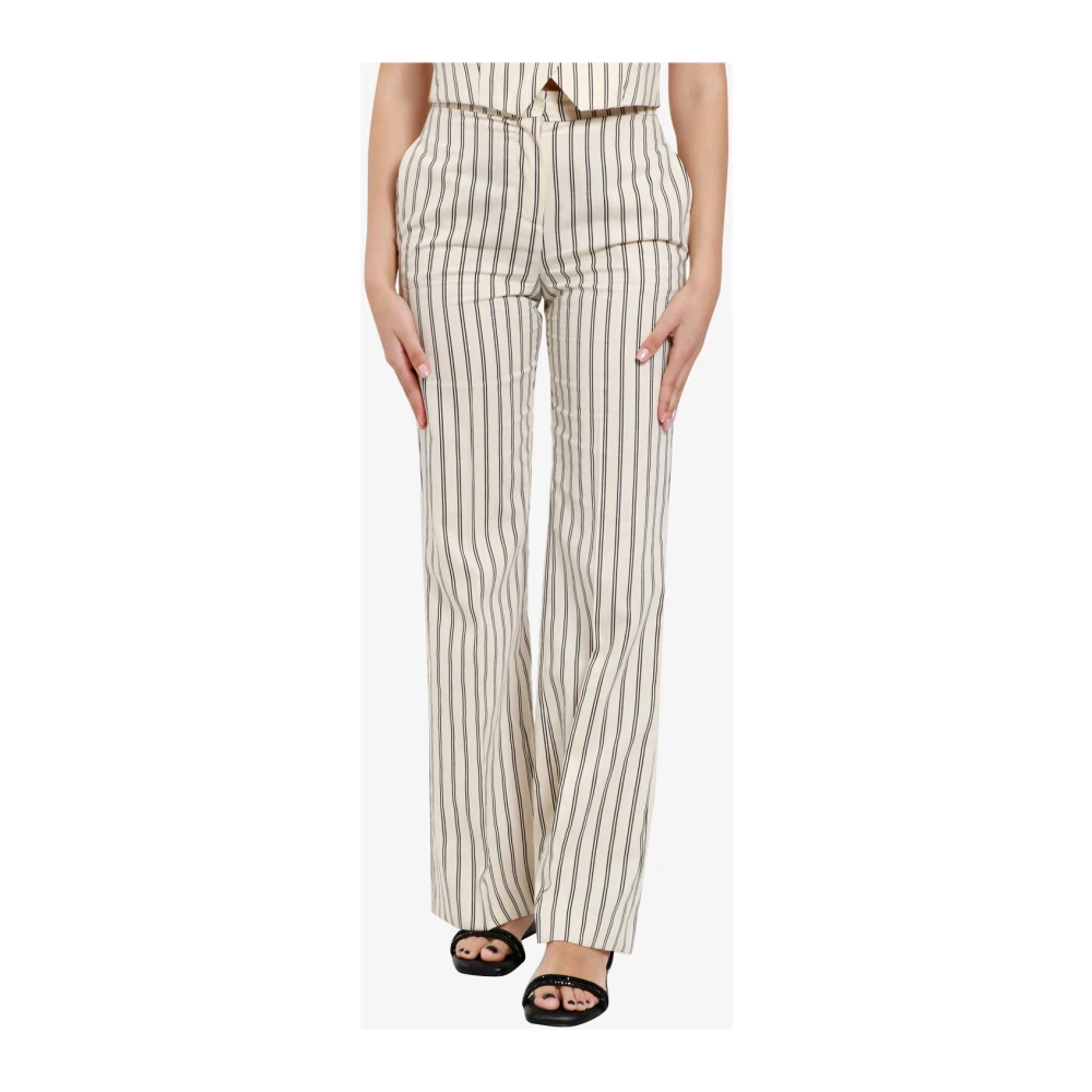Kaos Beige Hoge Taille Pinstripe Broek Beige Dames