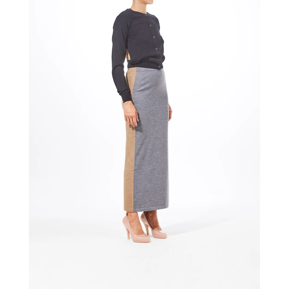 Moschino Merino Wol Lange Rok Grijs Gray Dames