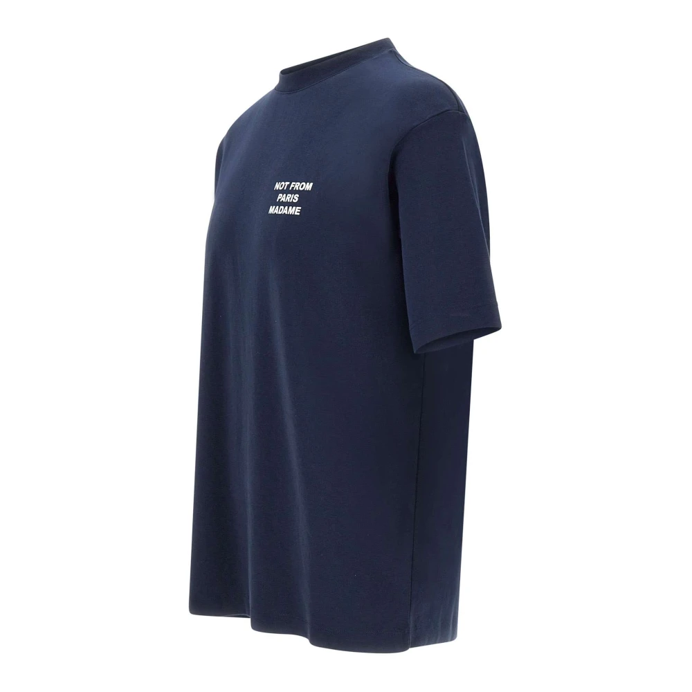Drole de Monsieur Blauw Slogan Katoenen T-shirt Blue Heren