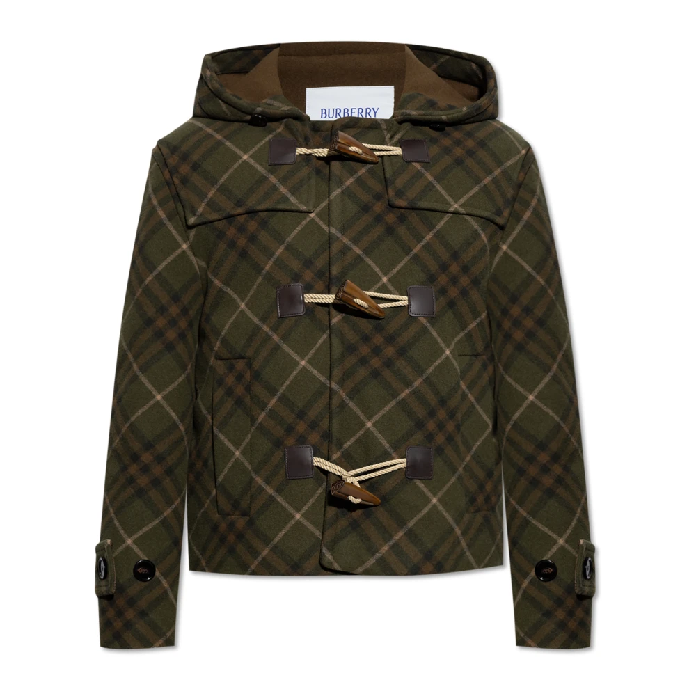 Burberry Wollen jas met capuchon Green Heren