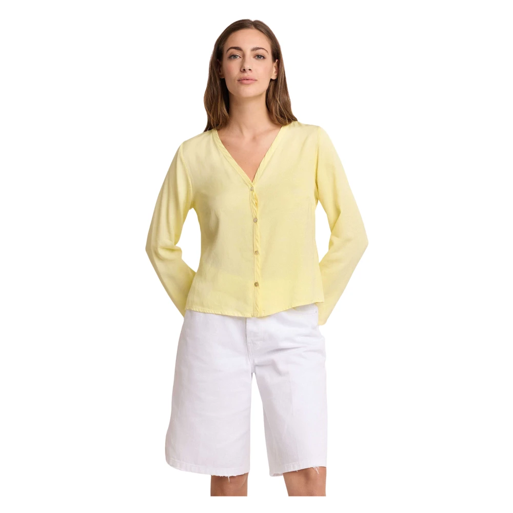 Kocca Yellow Cardigans, Female, L, Light Summer Long Sleeved Blouse