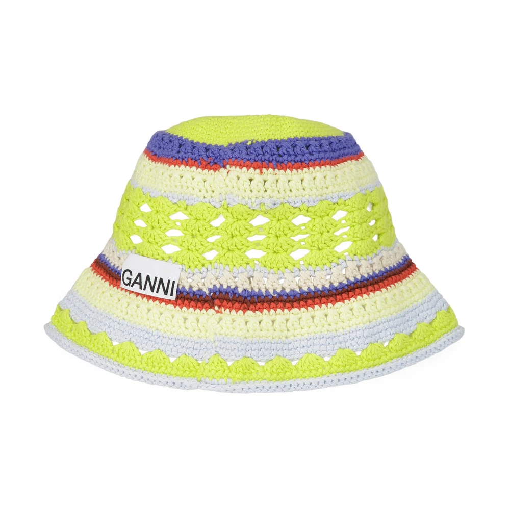 Ganni Kleurrijke Gehaakte Bucket Hat Multicolor Dames