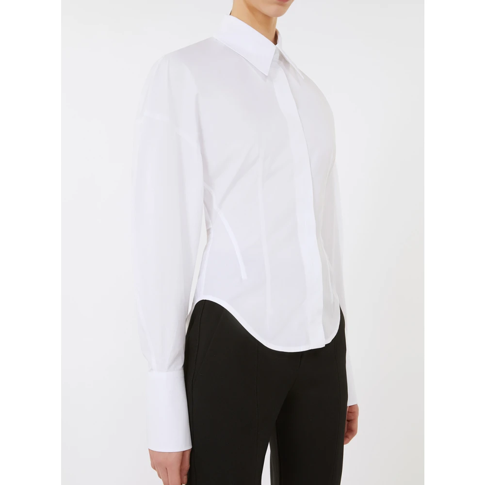 SPORTMAX Oversized Wit Shirt met Zichtbare Stiksels White Dames