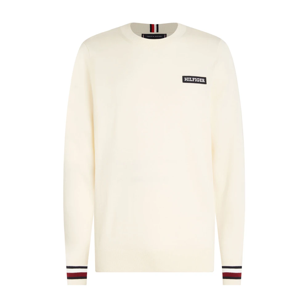 Tommy Hilfiger Witte Katoenen Trui voor Mannen Beige Heren