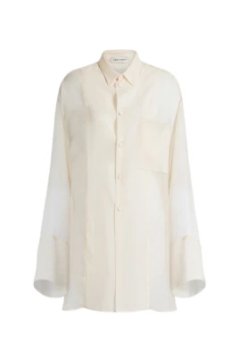 Oversized Transparent Chiffon Skjorta